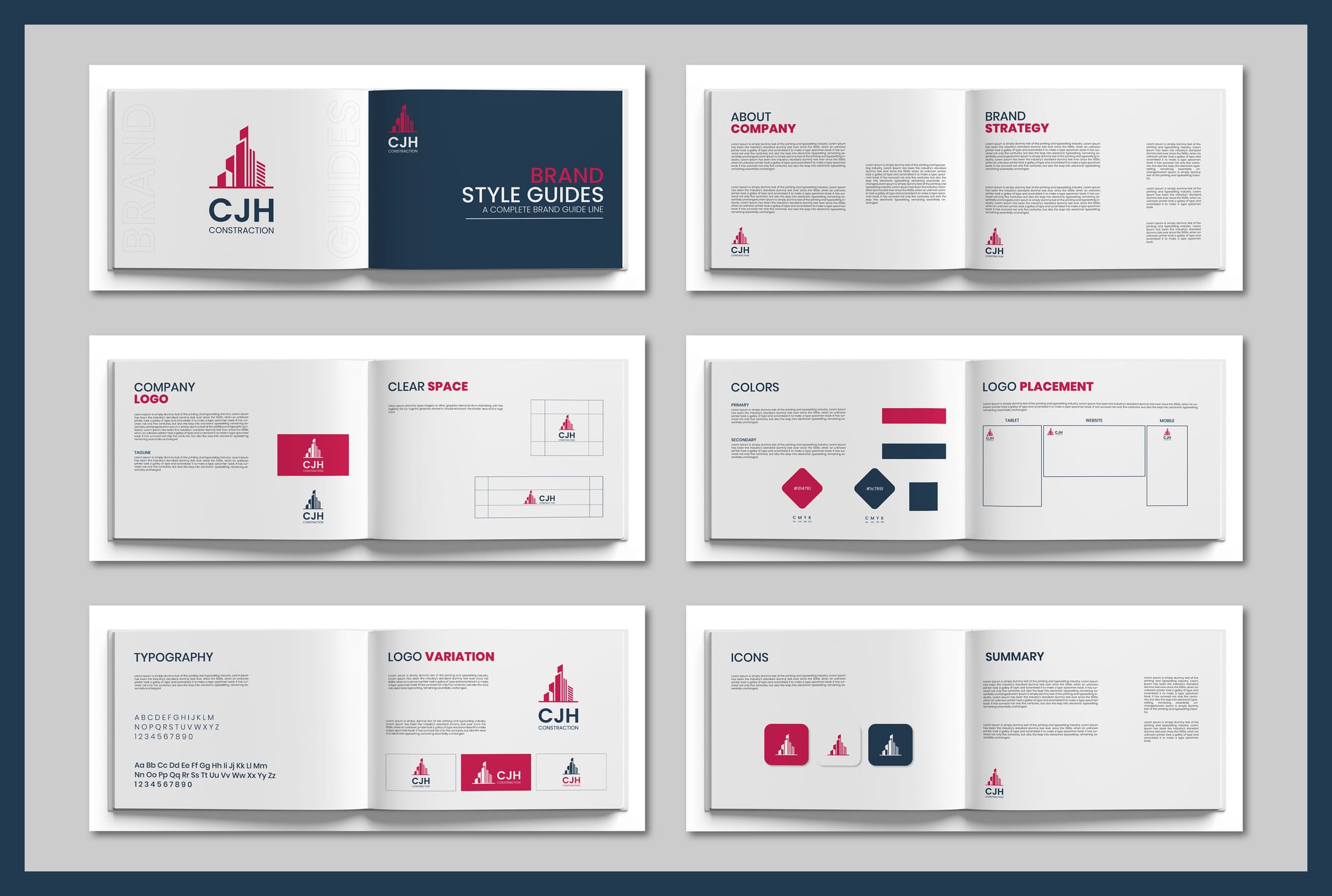 CJH Construction brand style guide cover