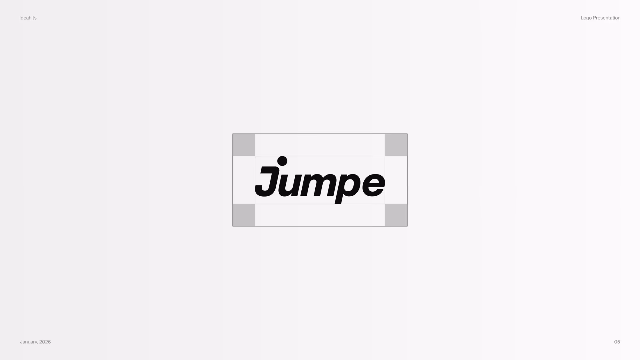 Jumpe logo construction grid presentation