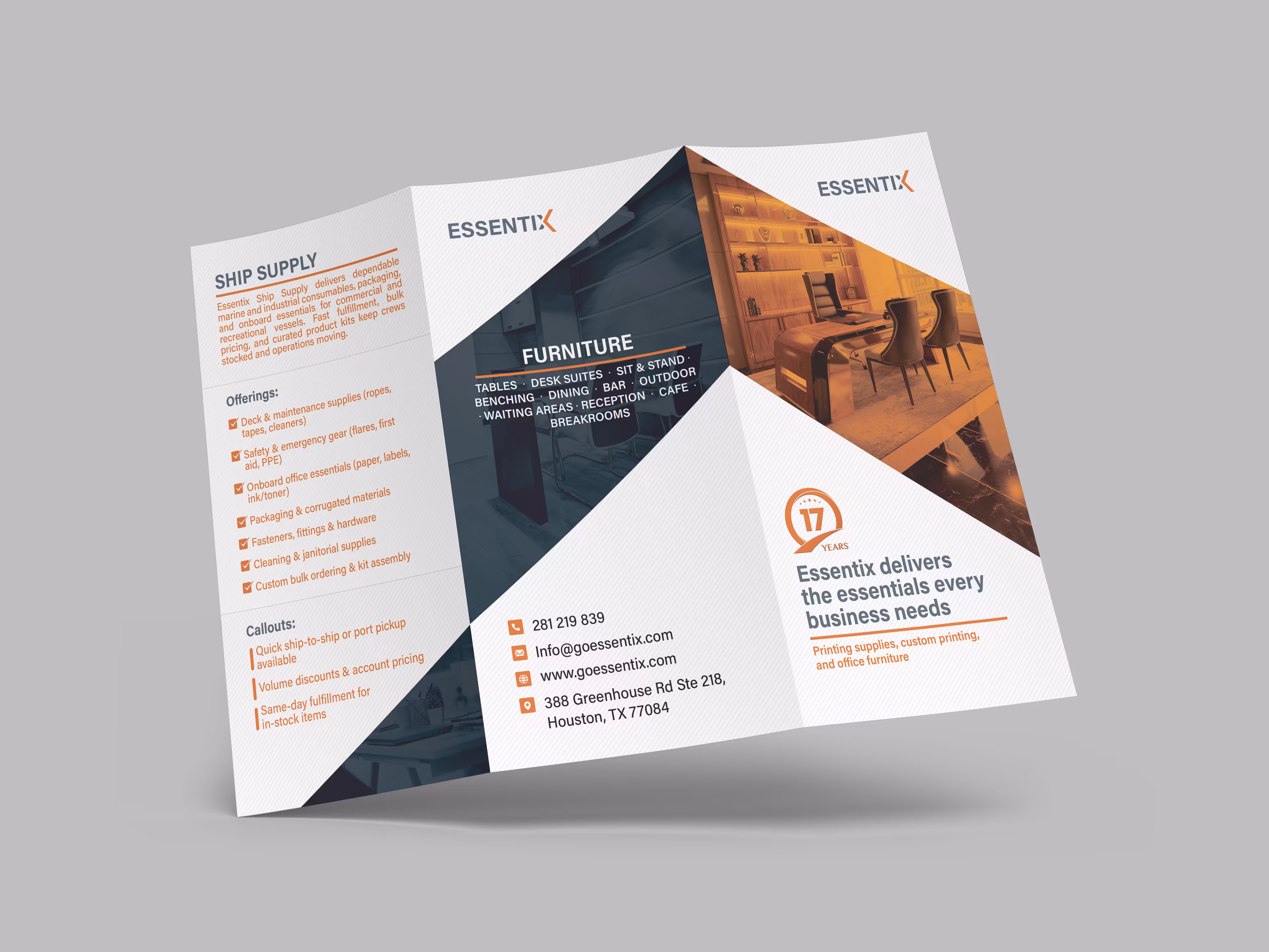 Essentix digital interactive tri-fold brochure