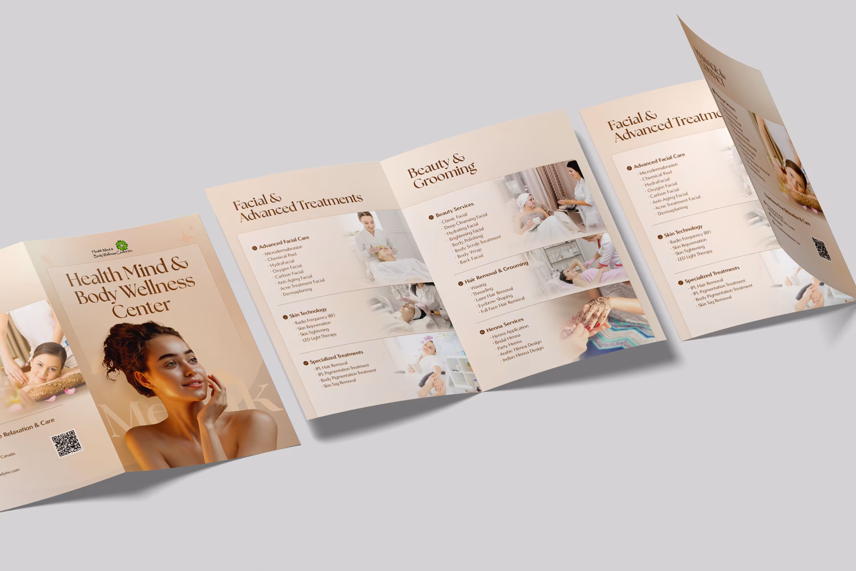 Wellness centre gatefold leaflet prepress presentation