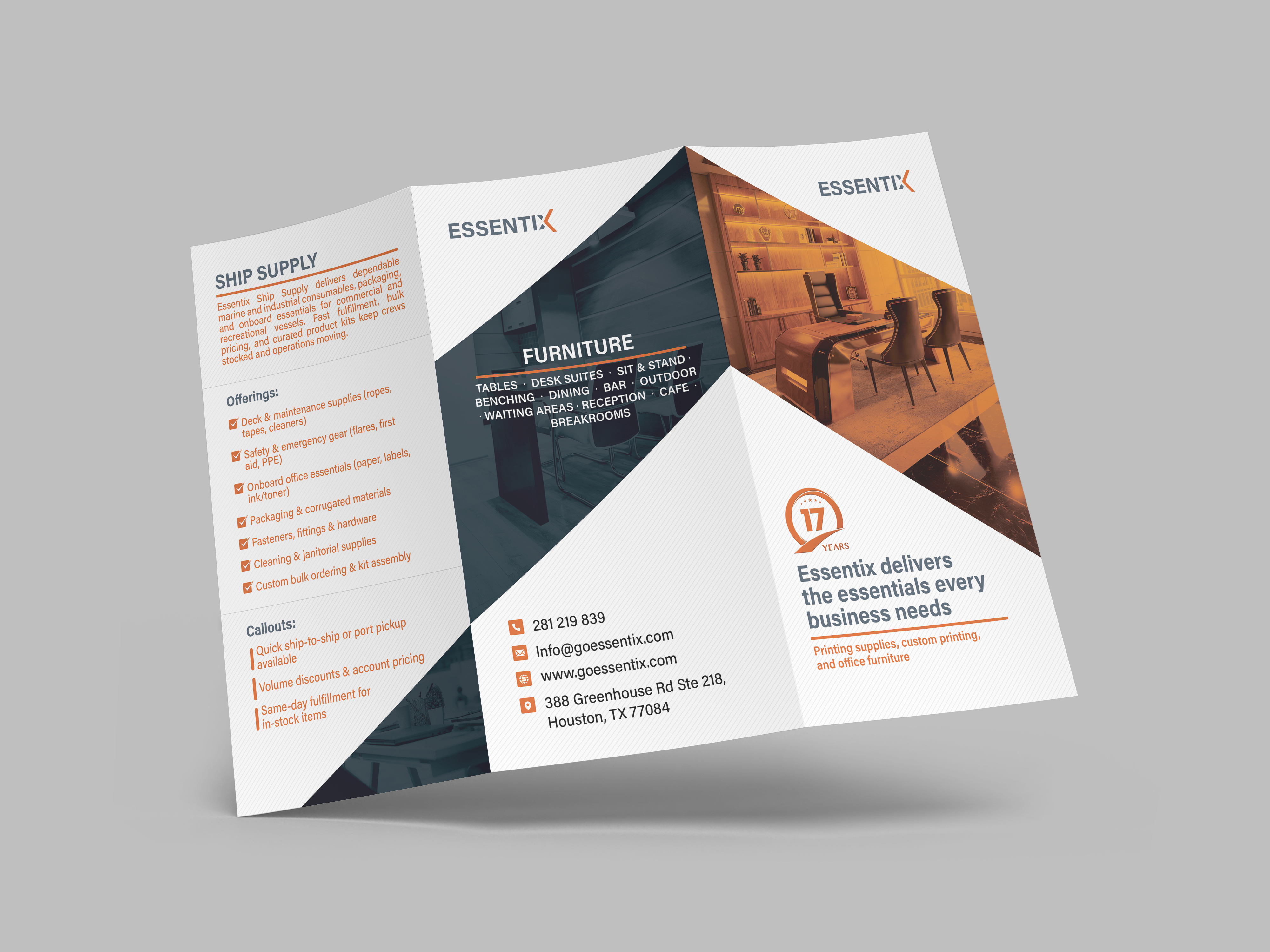 Essentix folded brochure leaflet mockup