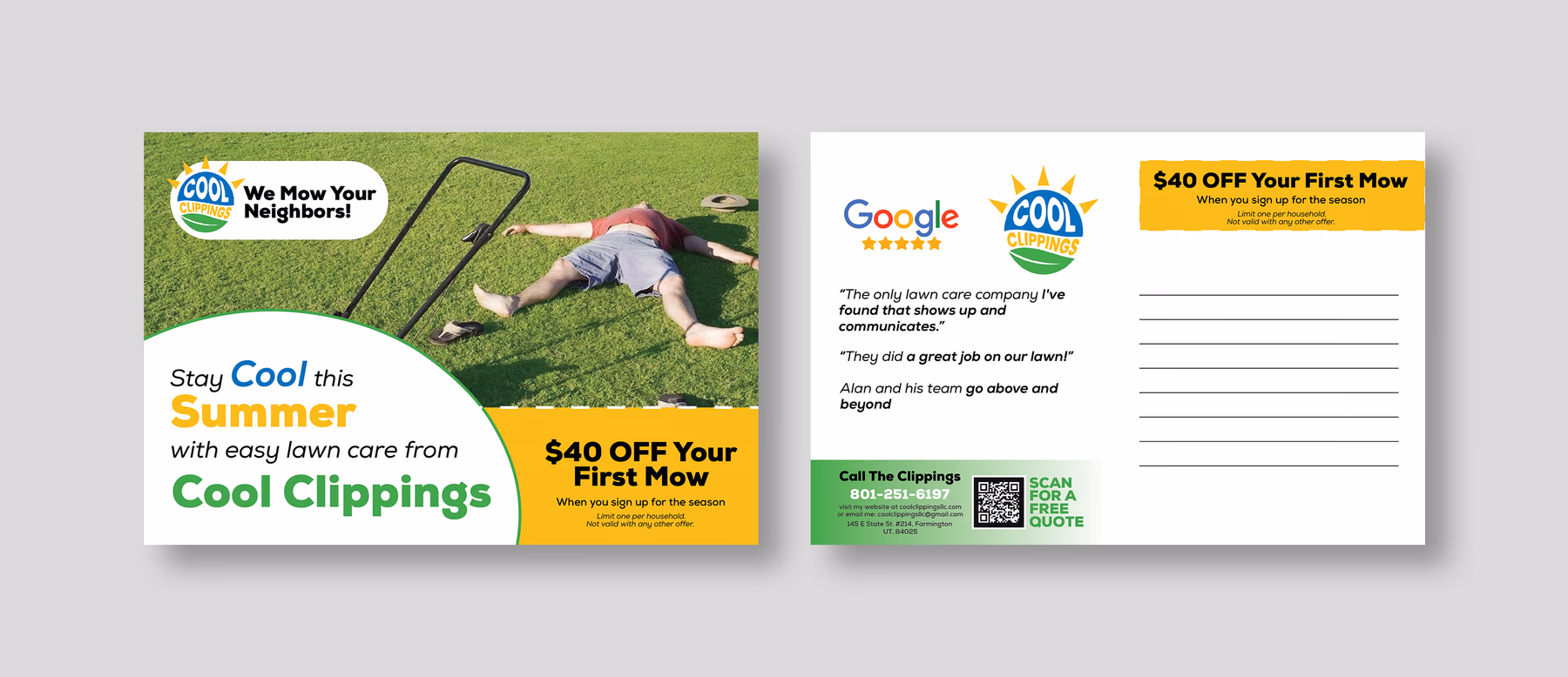 Branded postcard close-up