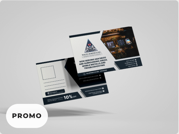 Promotional postcard design mockup with multiple printed cards
