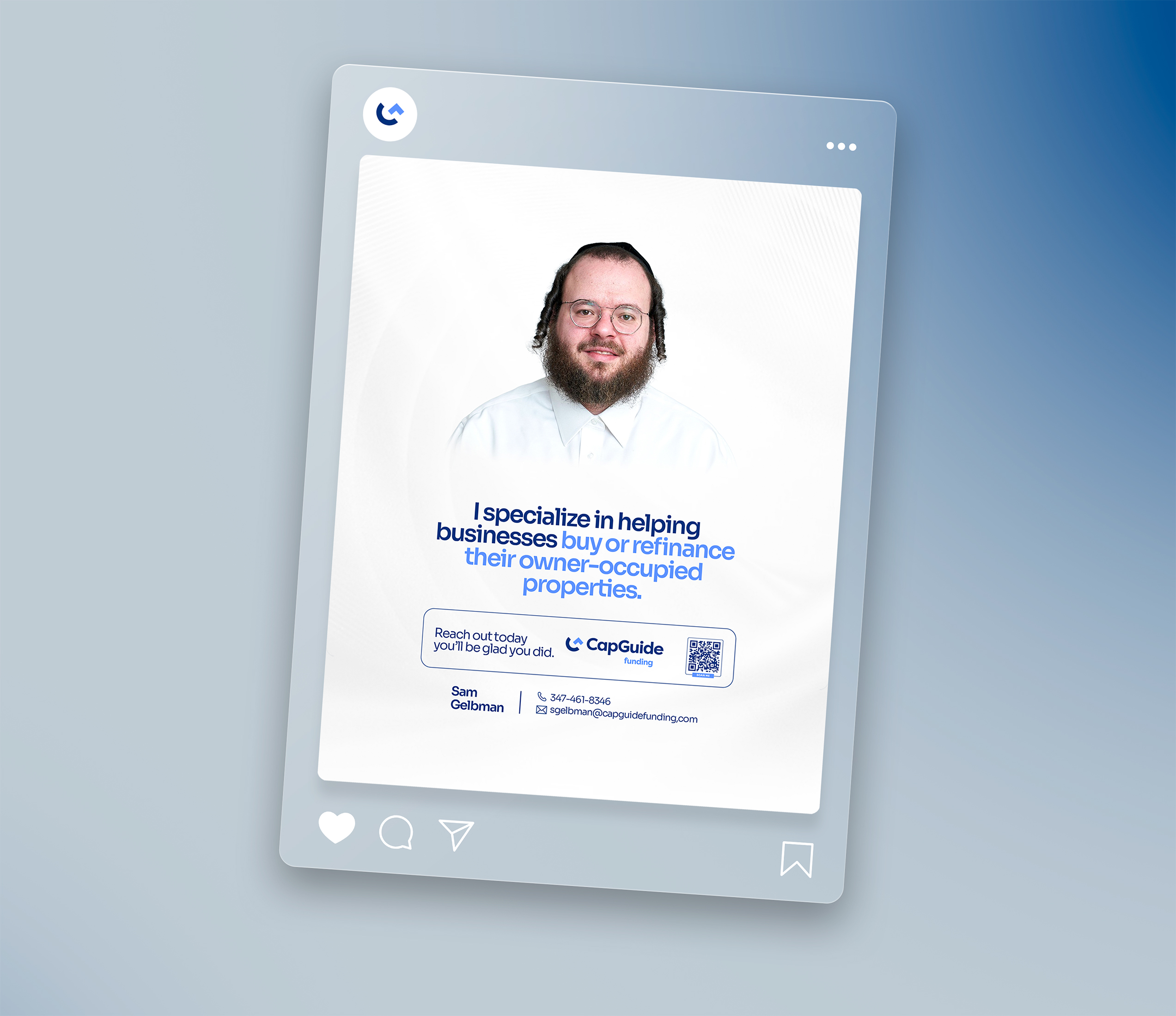 CapGuide funding social media post mockup
